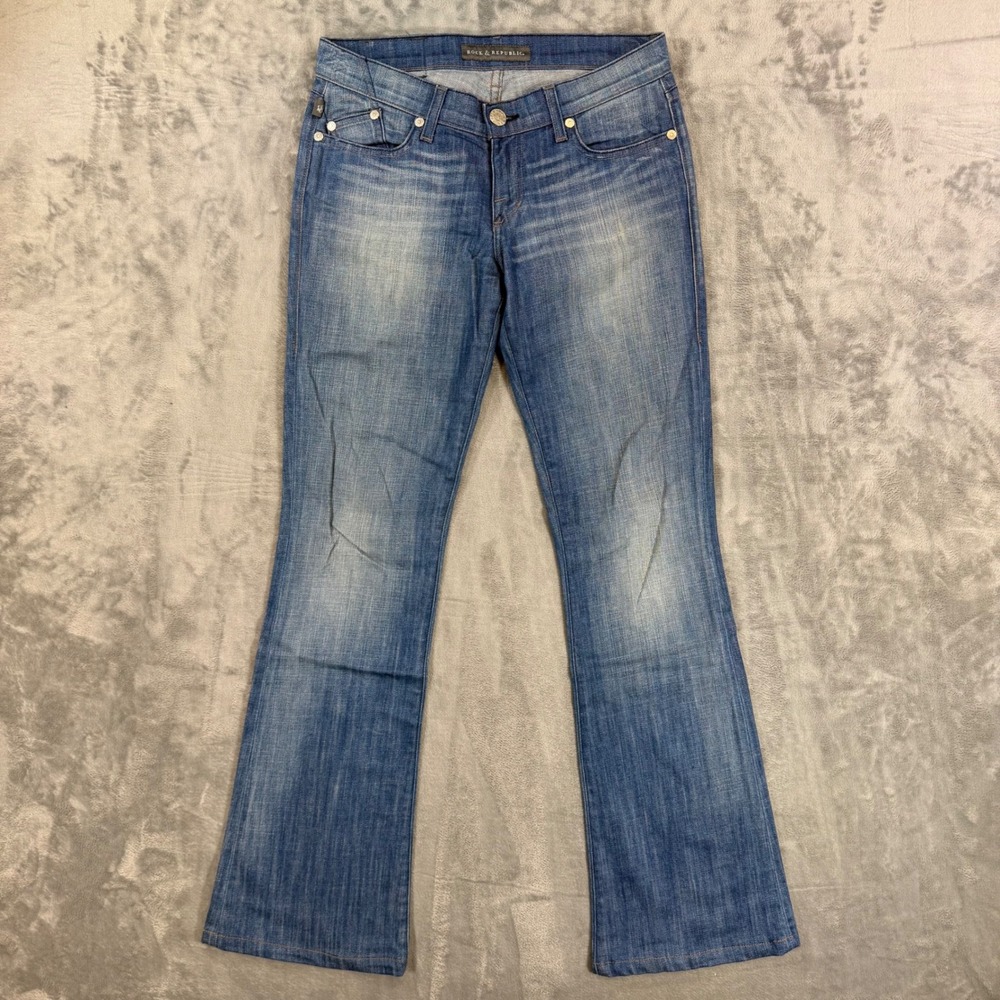 Rock‎ & Republic Bootcut Jeans Women's Size 27 Blue Embroidered Denim